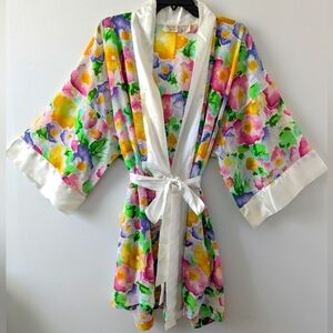 Vintage Victoria's Secret Gold Label Silky Floral Robe OSFA One Size Fits All